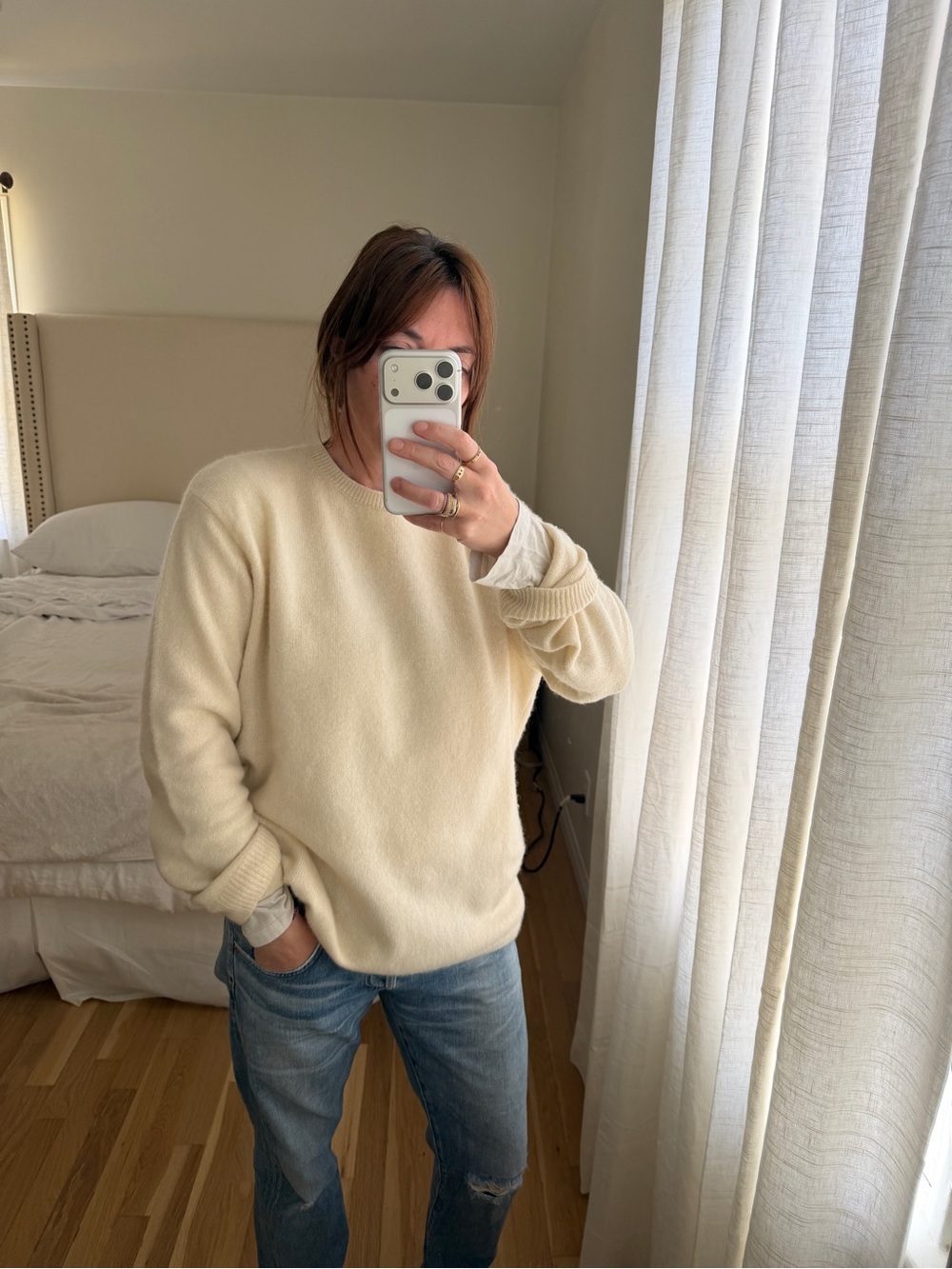 ZARA HOME 100% Cashmere Cream Women's Sweater Size M/L - Picture 6 of 11